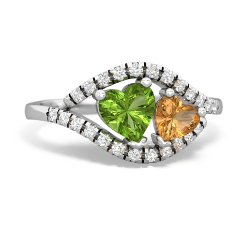 peridot-citrine mother child ring