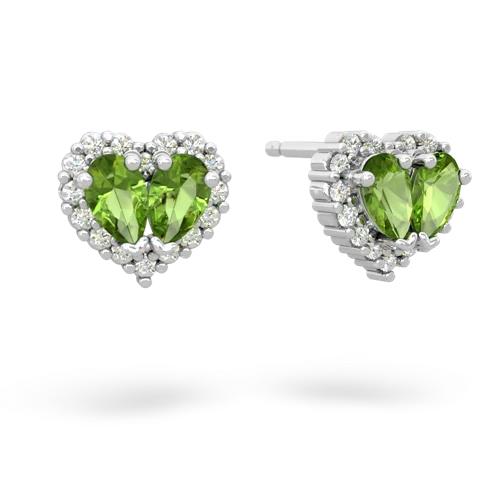 peridot halo-heart earrings