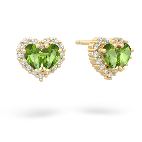 peridot halo-heart earrings