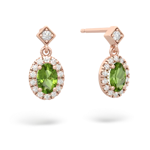 peridot halo drop earrings