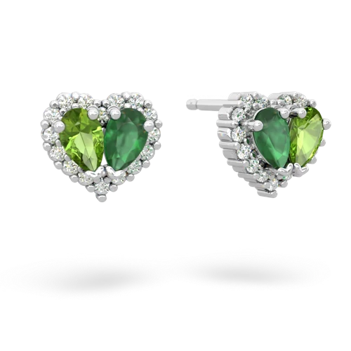 peridot-emerald halo-heart earrings