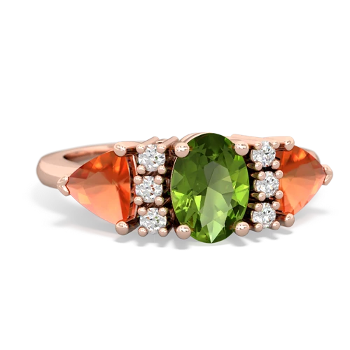 Peridot Fire Opal Smoky Quartz Three Stone Rings in 14K Rose Gold