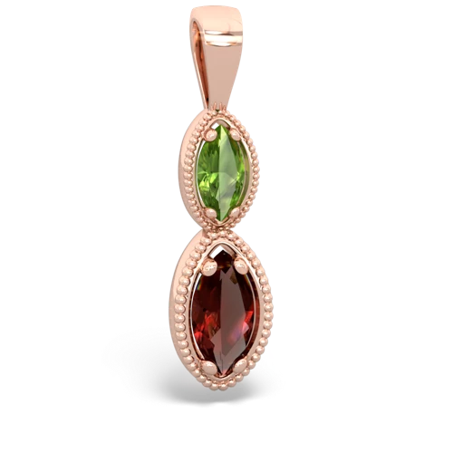 peridot-garnet antique milgrain pendant