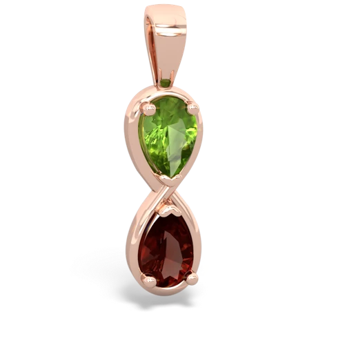 peridot-garnet infinity pendant