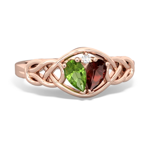 peridot-garnet celtic knot ring