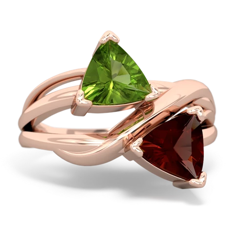 peridot-garnet filligree ring