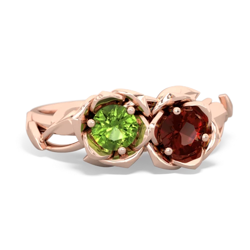 peridot-garnet roses ring