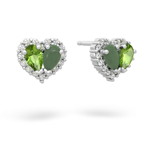 peridot-jade halo-heart earrings