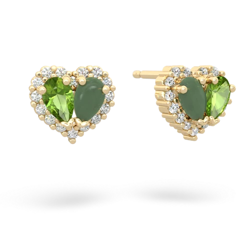 peridot-jade halo-heart earrings