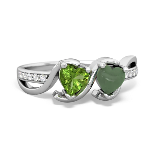 peridot-jade double heart ring