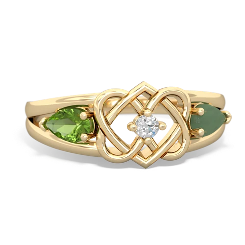 peridot-jade double heart ring