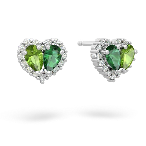 peridot-lab emerald halo-heart earrings