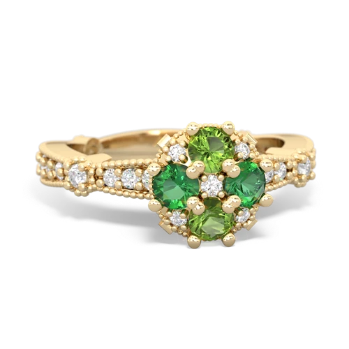 peridot-lab emerald art deco engagement ring