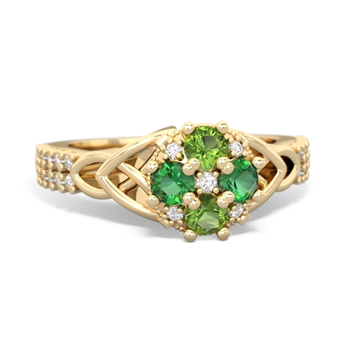 peridot-lab emerald engagement ring