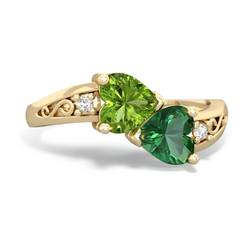 peridot-lab emerald filligree ring