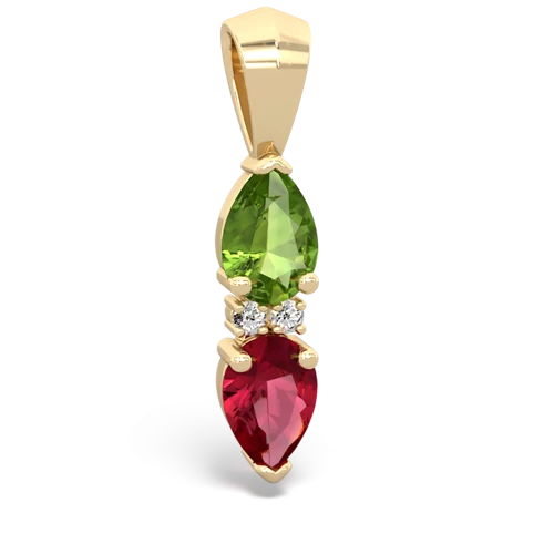 peridot-lab ruby bowtie pendant