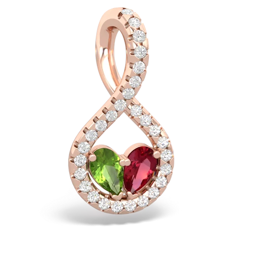 peridot-lab ruby pave twist pendant