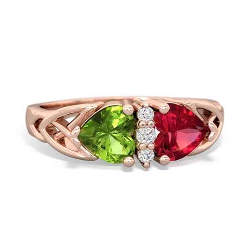 peridot-lab ruby celtic ring