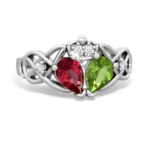 peridot-lab ruby claddagh ring