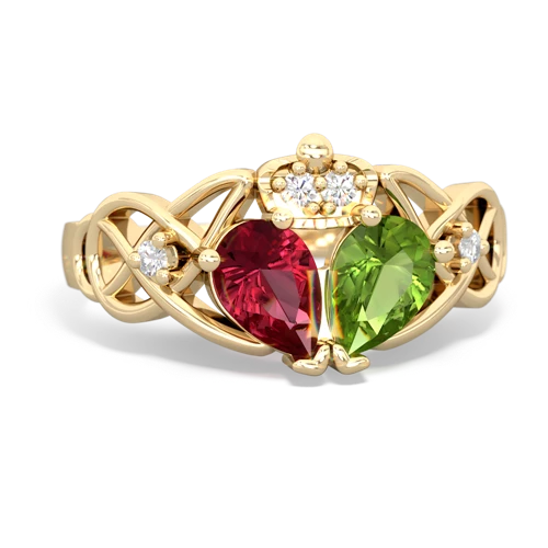 peridot-lab ruby claddagh ring