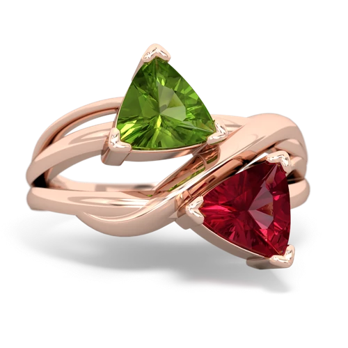 peridot-lab ruby filligree ring