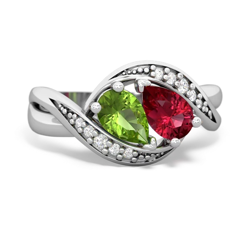 peridot-lab ruby keepsake curls ring