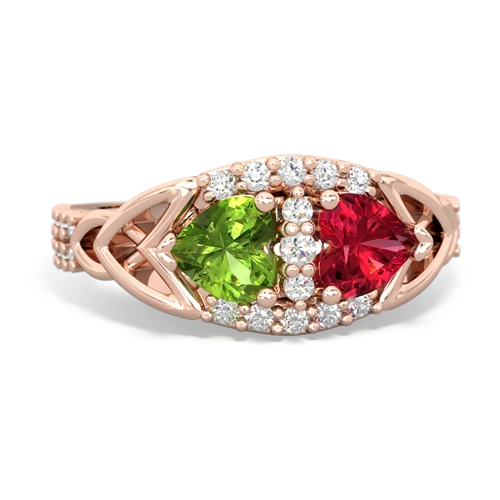 peridot-lab ruby keepsake engagement ring