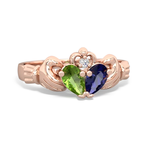 peridot-lab sapphire claddagh ring