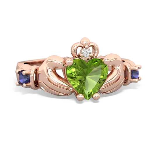 peridot-lab sapphire claddagh ring