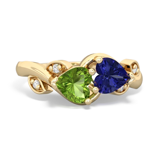 peridot-lab sapphire floral keepsake ring