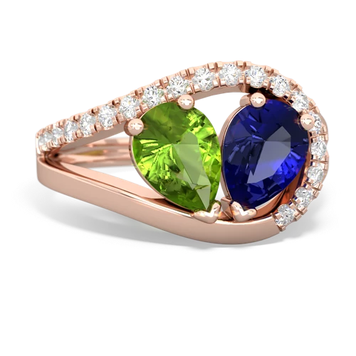 peridot-lab sapphire pave heart ring