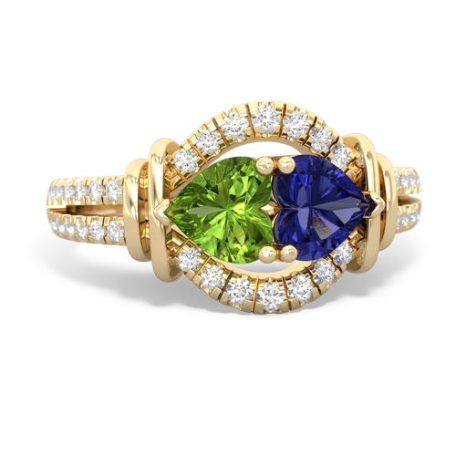 peridot-lab sapphire pave keepsake ring