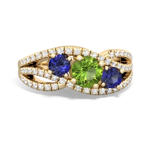 peridot-lab sapphire three stone pave ring