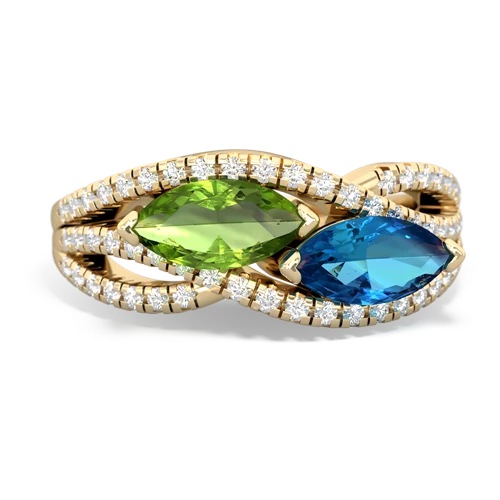 peridot-london topaz double heart ring