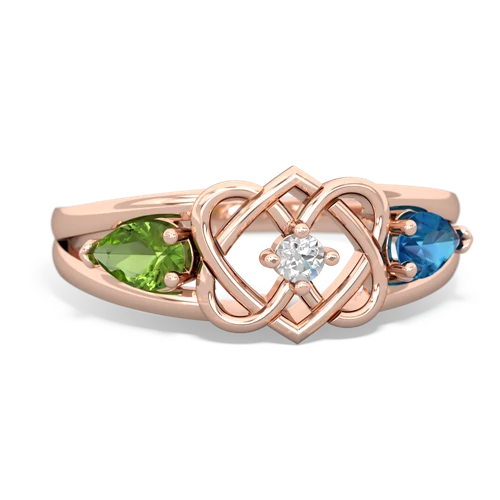 peridot-london topaz double heart ring