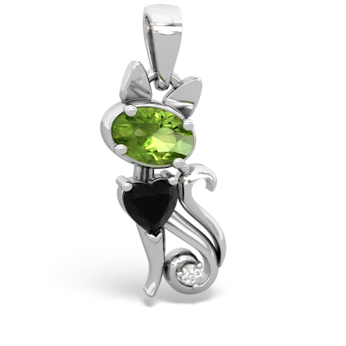 peridot-onyx kitten pendant