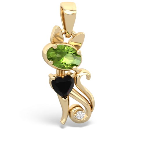 peridot-onyx kitten pendant