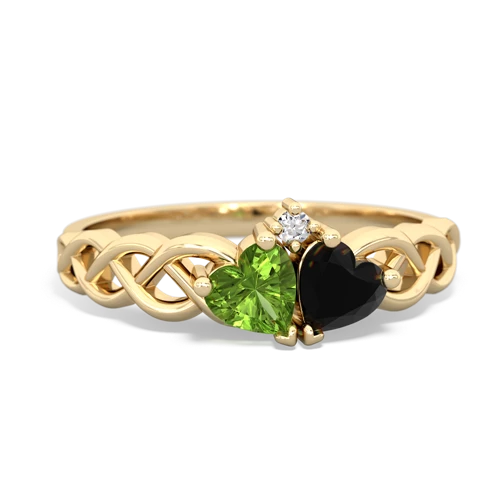 peridot-onyx celtic braid ring