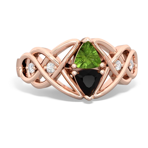 peridot-onyx celtic knot ring