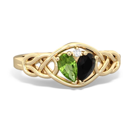 peridot-onyx celtic knot ring