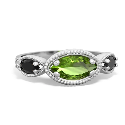 peridot-onyx milgrain marquise ring