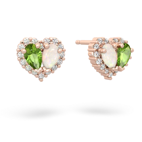 peridot-opal halo-heart earrings
