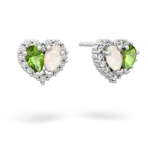 peridot-opal halo-heart earrings