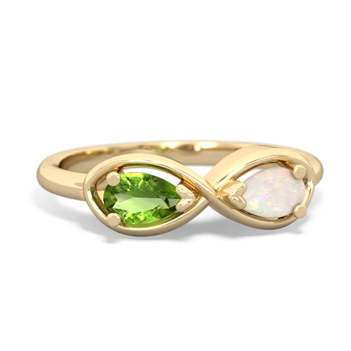 peridot-opal infinity ring