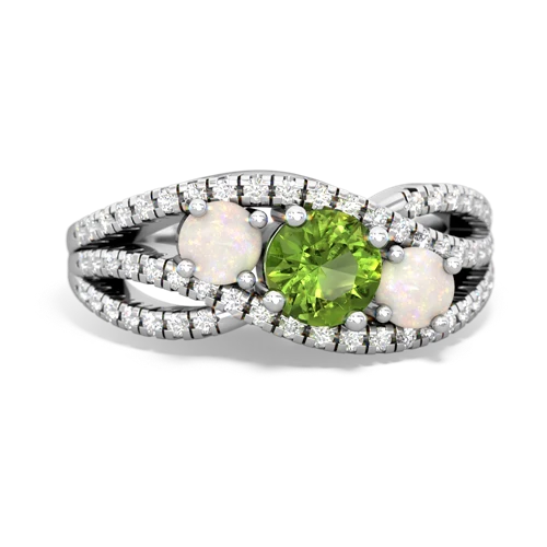 peridot-opal three stone pave ring