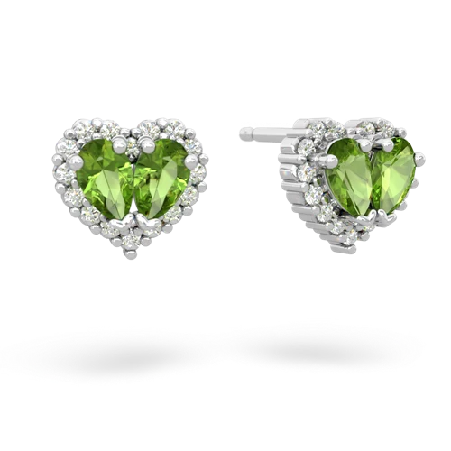 peridot-peridot halo-heart earrings