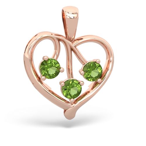 peridot-ruby love heart pendant