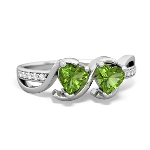 peridot-peridot double heart ring