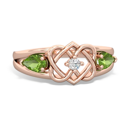 peridot-peridot double heart ring