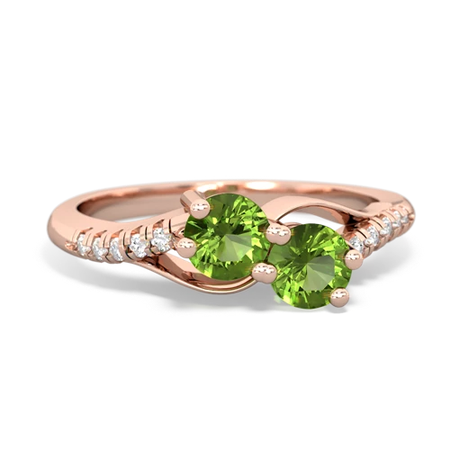 peridot-peridot two stone infinity ring